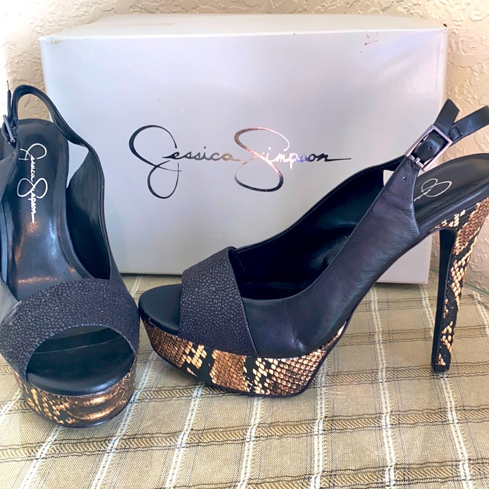 Jessica Simpson peekaboo platform heels